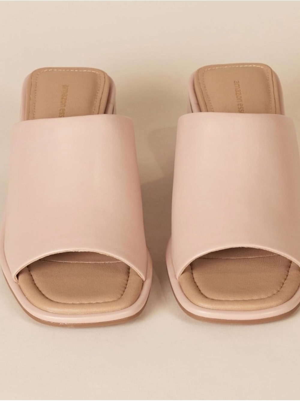 Amazon Essentials Soft Blush Pink Open-Toe Slide Mules